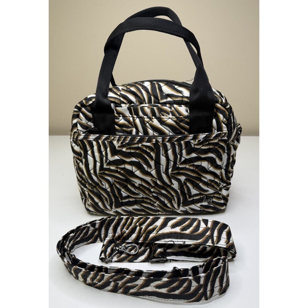 Lug Jive Crossbody Bag Zebra Sand Design Quilted Multicompartment Carryall